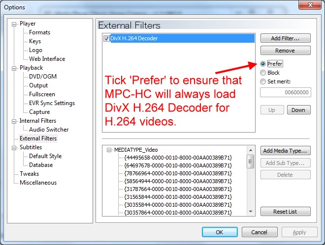 How To Add External Dxva Enabled H 264 Codecs In Mpc Hc To Replace The Internal Mpc Hc H 264 Decoder